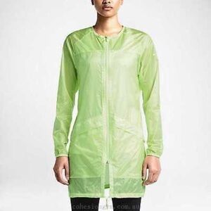 Nike Womens Transparent Packable Light Wind Running Lime Midi Jacket Small S